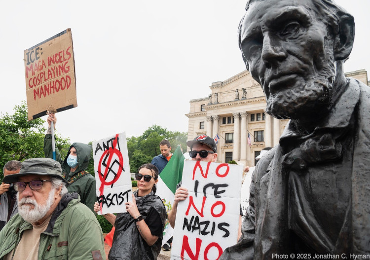 Documentary photograph of rallies, demonstrations, protests, signs and art, image 43