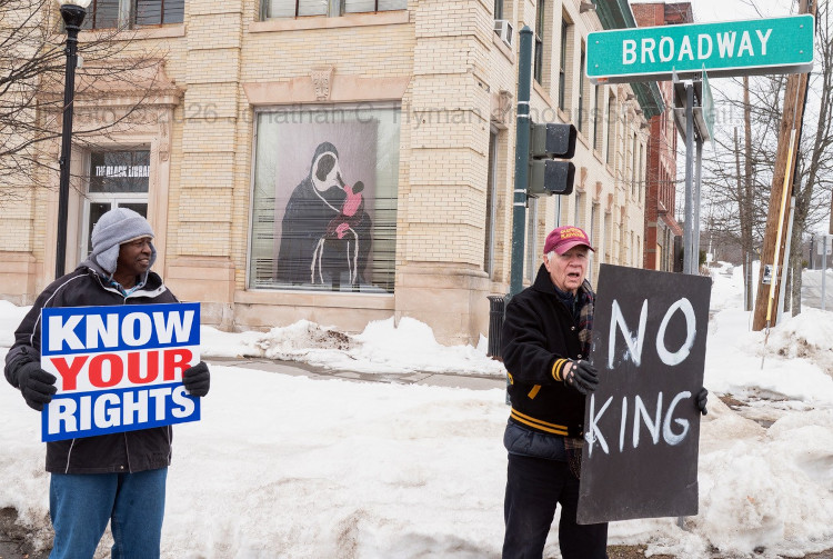Documentary photograph of rallies, demonstrations, protests, signs and art, image 92